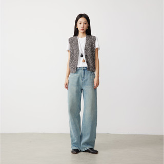 ATUMU「直筒裤系列」暖冬新品 丨加绒高腰女宽松显腿直牛仔裤AT337