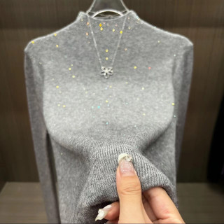JIEMONSIA半高领修身气质长袖针织衫百搭毛衣针织女