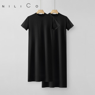 NILICO现货“度假”弹力休闲夏季简约小黑裙慵懒时尚百搭休闲显瘦