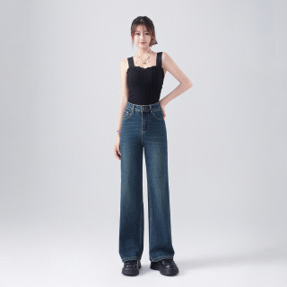 FXFULAOBAN/福兴福老板|心念|高腰直筒牛仔裤女新款阔腿裤子秋冬