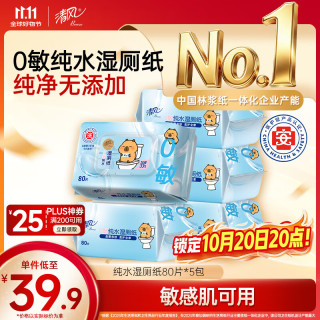 清风 医护认证 湿厕纸  80片*5包400片