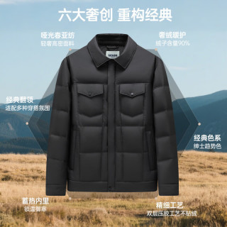 YAYA 鸭鸭（YAYA）羽绒服男短款翻领工装风保暖百搭外套