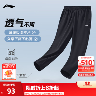 李宁 直筒裤男子春秋季运动健身裤排湿跑步训练户外常规运动裤 高弹直筒黑色483-2 L (男175)