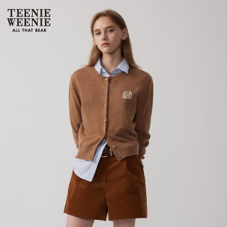 TEENIE WEENIE 小熊女装秋季简约学院风知识分子风针织开衫毛衣外套 卡其色 S
