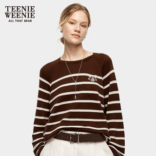TEENIE WEENIE 小熊女装26秋潮流宽松插肩袖套头针织衫 棕色
