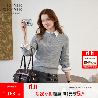 TEENIE WEENIE 小熊冬装简约羊毛毛衣女 灰色