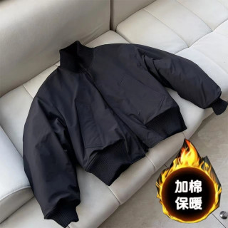 美式cleanfit外套男冬季廓形飞行夹克棉服高级感痞帅短款立领棉衣