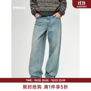 TEENIE WEENIE 小熊男装牛仔裤2026秋宽松直筒皮牌复古牛仔长裤