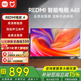 小米 MI）REDMI电视 A43 节能版 43英寸 金属全面屏 双扬立体声 智能平板电视机 43英