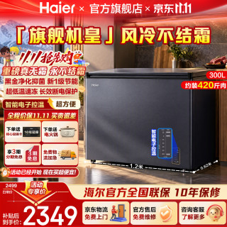 海尔 风冷无霜冷柜家用商用一级能效省电速冻卧式冷柜深冷小冰箱 一级能效|-38℃深冷| 300L