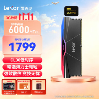 雷克沙 战神之刃二代 DDR5 6000 C30 16GB 黑色 内存条