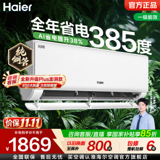 海尔 净省电空调省电神机1.5匹/大1匹新一级能效变频挂机冷暖自清洁 AI省电壁挂式 家