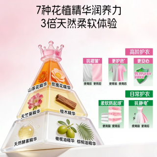 立白 花植柔顺剂衣物护理剂抗皱防静电持久留香除菌亲肤柔软家用囤货 花植柔顺剂+花植护色洗衣液组合