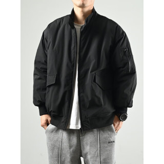 型曼 冬季新款立领工装棉衣男潮流户外休闲外套潮棒球服宽松款飞行棉服 黑色 M