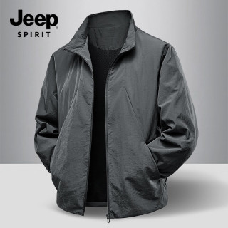 JEEP SPIRIT 轻商务夹克2026秋季新品耐磨休闲百搭立领外套8988 深灰色 XL