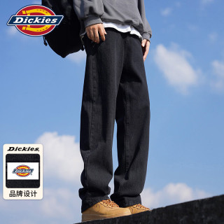 Dickies 牛仔裤男士直筒秋冬季宽松阔腿百搭休闲长裤子男 黑色    XL