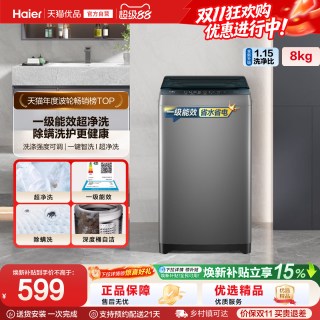海尔 波轮洗衣机8kg小型家用全自动租房除螨10D0