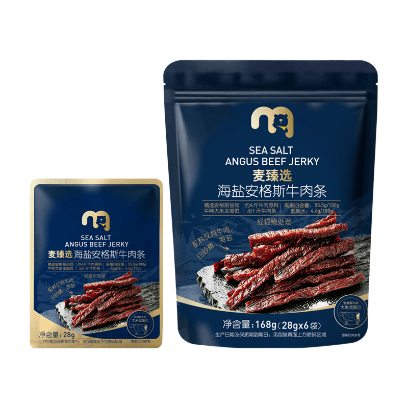 麦臻选 海盐安格斯牛肉条 168g(21g×8) 袋装