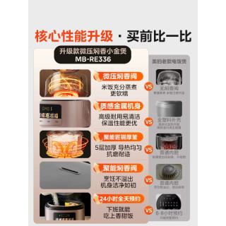 美的 电饭煲3-4L大容量智能多功能家用柴火饭煮饭电饭锅大容量