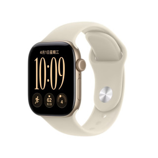 苹果 Watch Series 12 GPS版 浅金色铝合金 42mm 沙砾色米兰尼斯表带 S/M 智能手表