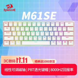 红龙 8K回报率 有线磁轴机械键盘  白色 RGB
