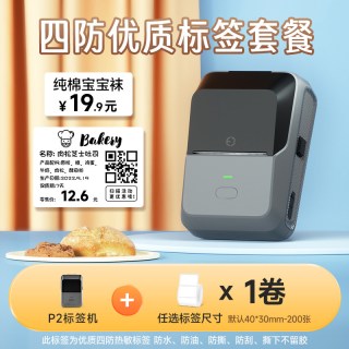德佟 P2标签打印机服装食品生产日期商品合格证月饼条码热敏不干胶贴纸手持小型超市打价格标签机商用印立方