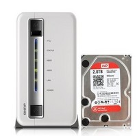 QNAP 威联通 TS-212P NAS 网络存储服务器（USB3.0、双盘位、QTS 4.0、512M）+ WD 2T红盘