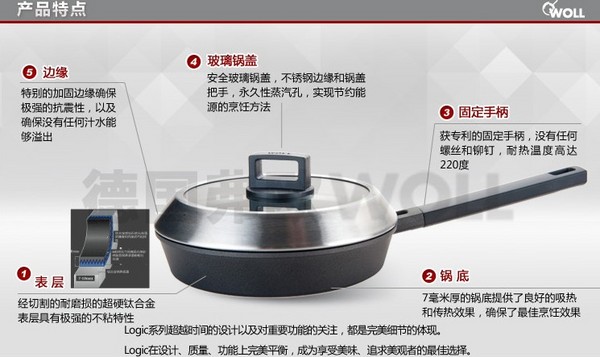特价预告:WOLL 弗欧 经典24CM平底不沾锅(无化学涂层、少油烟)