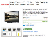 适合在美用户：SHARP 夏普 LC-50LE440U 50寸LED液晶 + $300礼品卡