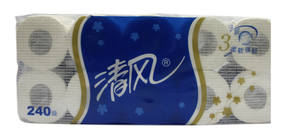 清风 柔软强韧 卷筒卫生纸(3层240段、10提)