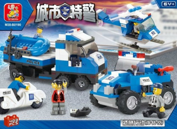 Sluban 小鲁班 城市特警系列 紧急行动(海陆空) 403块颗粒