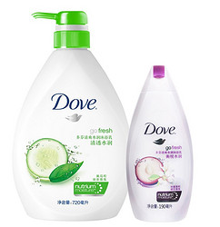 DOVE 多芬 沐浴乳套装（清透水润1000ml+衡悦水润300ml）