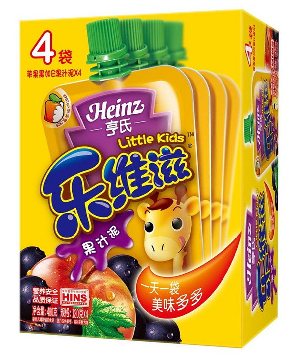 Heinz 亨氏 乐维滋果汁泥 苹果黑加仑味