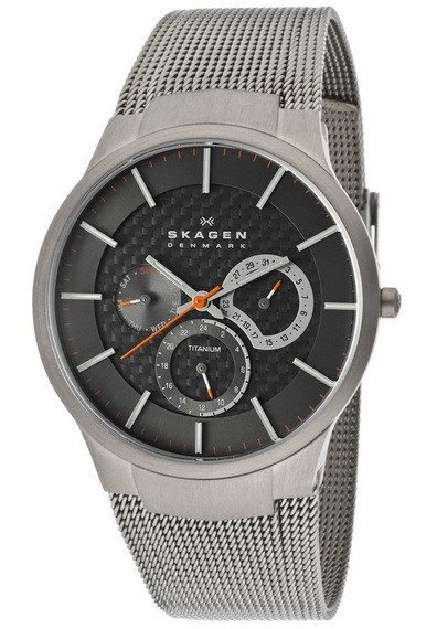 国行小神价：Skagen 诗格恩 809XLTTM 男款三眼腕表（钛金属+碳纤维）