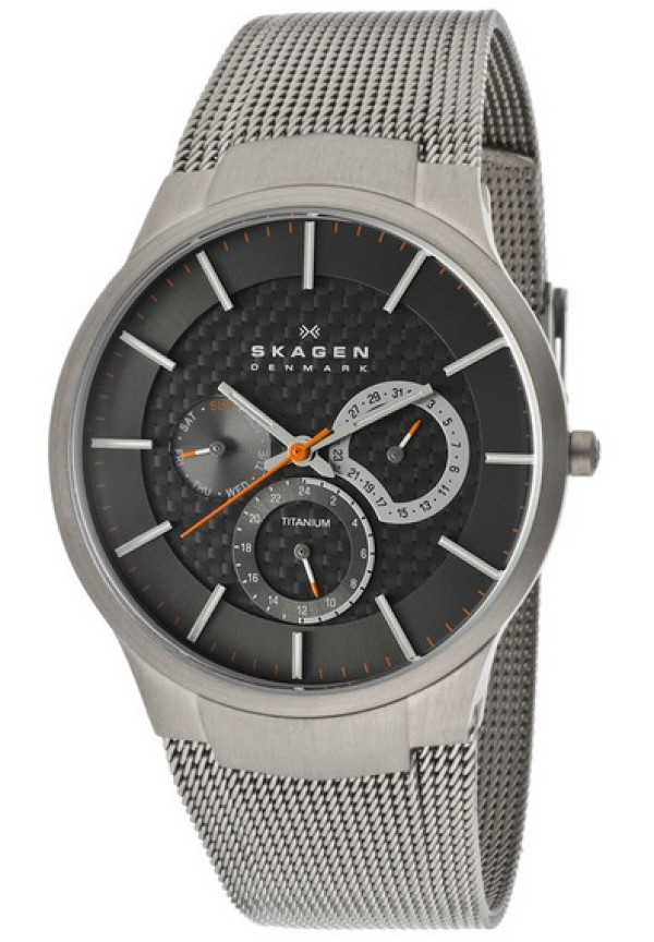 国行小神价:Skagen 诗格恩 809XLTTM 男款三眼腕表(钛金属+碳纤维)