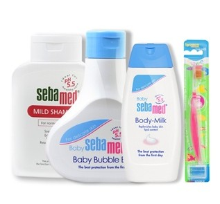 SEBA 施巴 婴儿礼包(泡泡浴露200ml+婴儿润肤乳100ml+温和洗发露200ml+儿童牙刷)