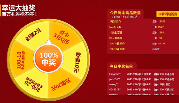 优惠券:京东商城 转盘抽奖 优惠券