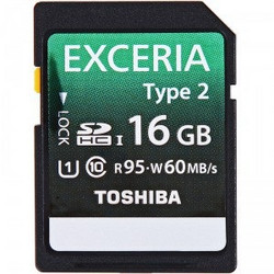 TOSHIBA 东芝 EXCERIA系列 Type 2型 SD存储卡（UHS-1、16GB、读95写60）*2张 + 电池