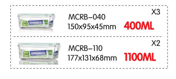 GLASSLOCK 三光云彩 GL07 钢化玻璃保鲜盒 5件套