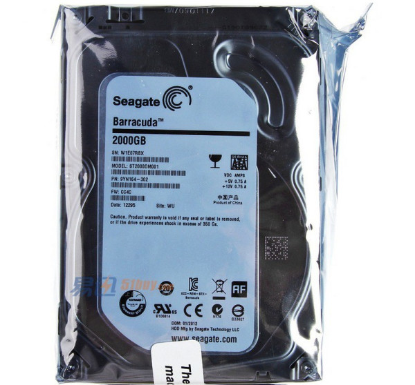 seagate希捷 barracuda st2000dm001 sata3接口台式机硬盘(2tb/7200转