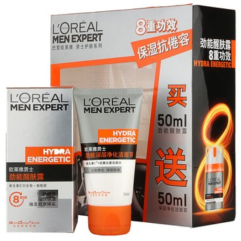 LOREAL PARIS 巴黎欧莱雅 男士劲能冰爽洁面啫哩100ml+极速活肤液50ml+醒肤露50ml+洁面膏50ml