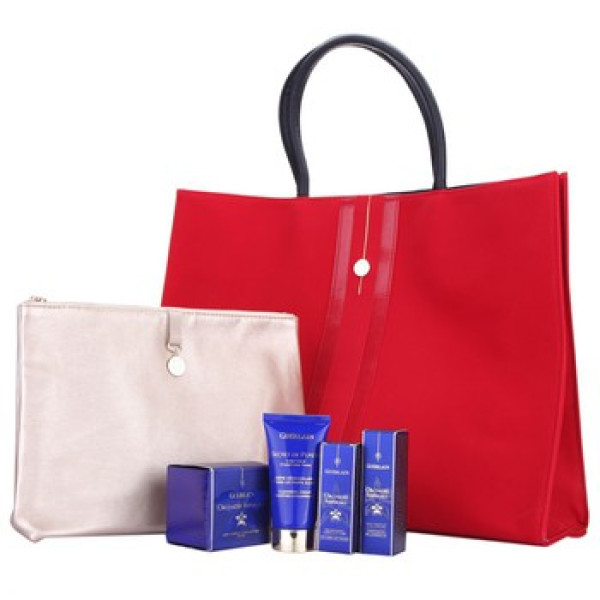 Guerlain 娇兰 御廷兰花四件套（赠金色化妆包、红色大挎包）