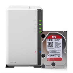 Synology 群晖 DS213J 2盘位 NAS网络存储 含西数2T红盘