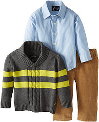 Nautica Baby 诺帝卡 儿童 Boys Infant Shawl Collar Sweater Set 男宝宝超帅三件套