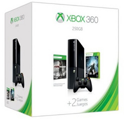 多送一款游戏：Xbox 360E 250GB 打包 游戏主机+Halo 4+古墓丽影+蝙蝠侠：阿卡姆之城