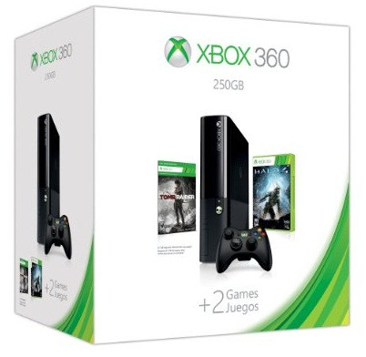 多送一款游戏：Xbox 360E 250GB 打包 游戏主机+Halo 4+古墓丽影+蝙蝠侠：阿卡姆之城