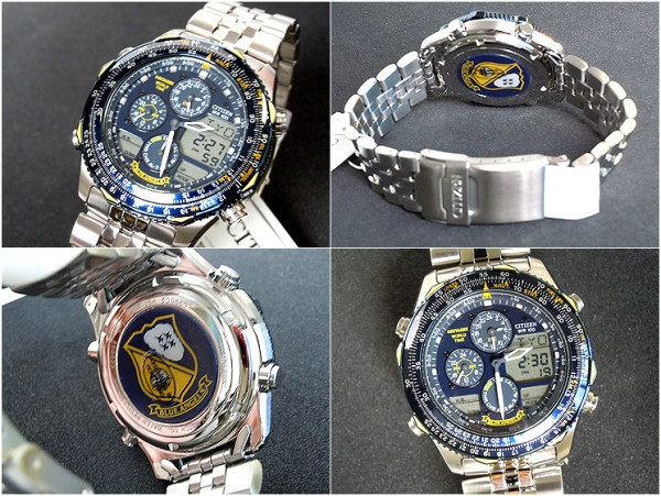 CITIZEN 西铁城 SKYHAWK 空中之鹰系列 BLUE ANGELS 蓝天使 JN0040-58L 男款腕表(光动能、加送蓝色真皮表带)