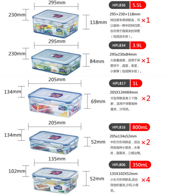 LOCK&LOCK 乐扣乐扣 HPL836S001 保鲜盒十件套