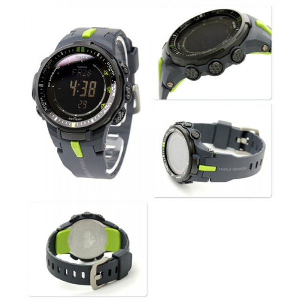 再降价!Casio 卡西欧 PRW-3000-2 登山系列 6局电波太阳能男款腕表(黑色反显)