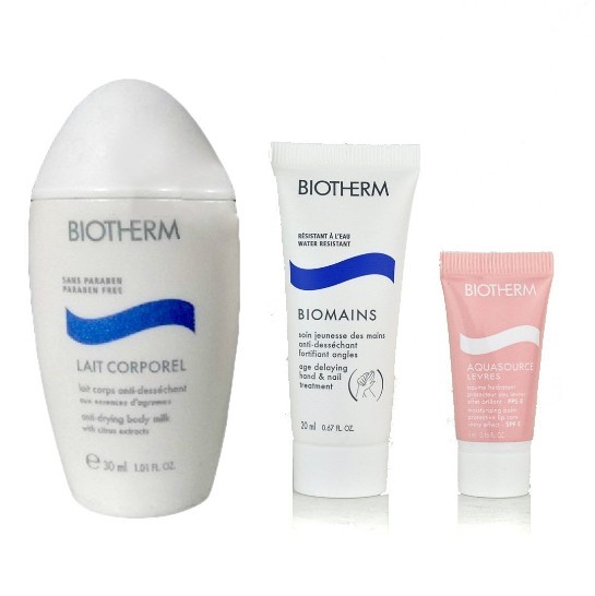 Biotherm 碧欧泉 护肤3件套装（润体乳30ml+活唇蜜5ml+嫩手霜20ml)